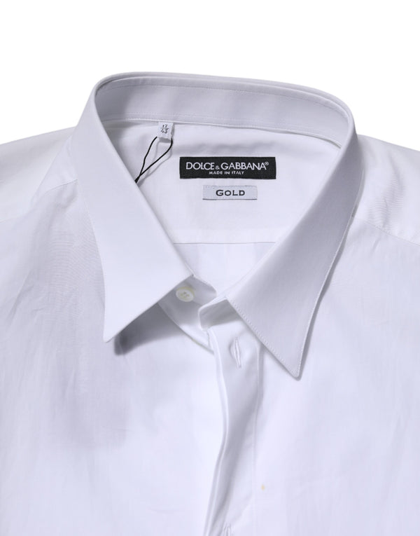 Dolce & Gabbana White Cotton GOLD Long Sleeves Formal Shirt
