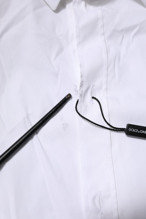 Dolce & Gabbana White Cotton GOLD Long Sleeves Formal Shirt