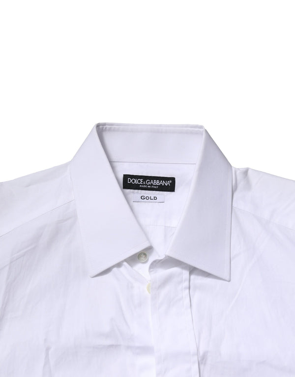 Dolce & Gabbana White Cotton GOLD Long Sleeves Formal Shirt