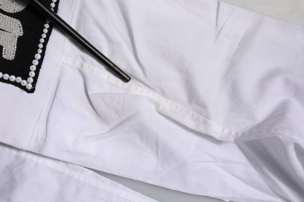 Dolce & Gabbana White Cotton GOLD Long Sleeves Formal Shirt