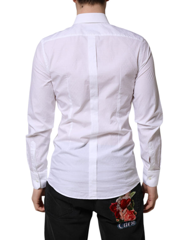 Dolce & Gabbana White GOLD Long Sleeve Dress Men Formal Shirt