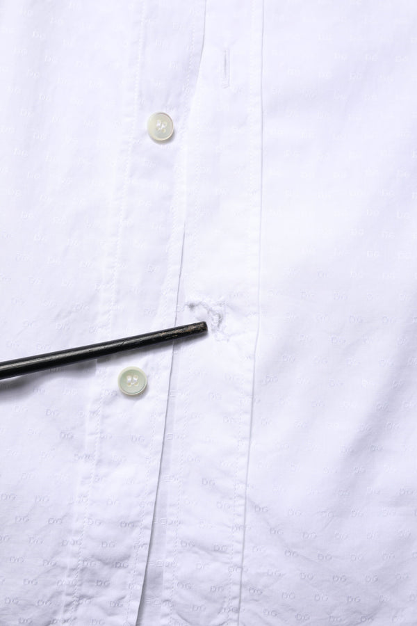 Dolce & Gabbana White GOLD Long Sleeve Dress Men Formal Shirt