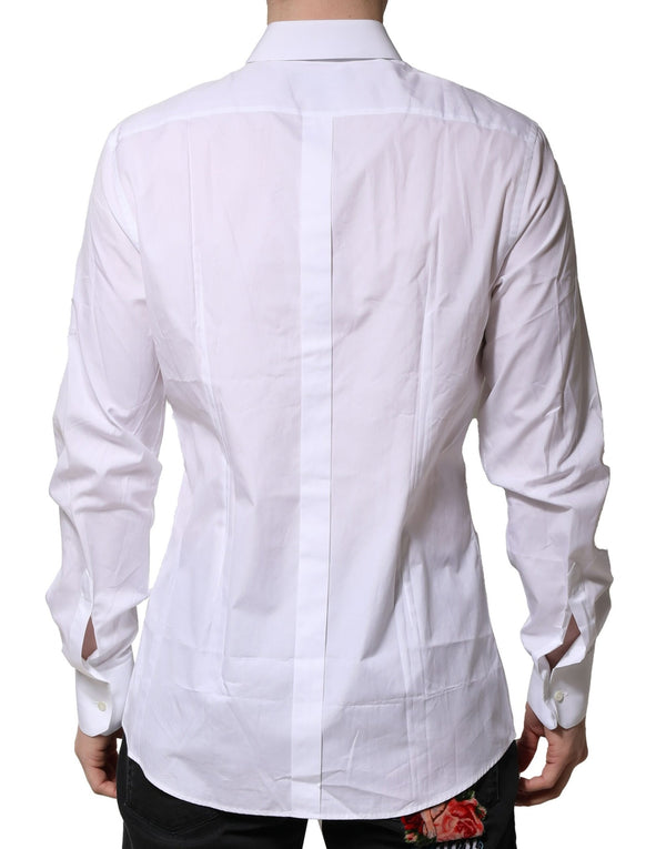 Dolce & Gabbana White Cotton Long Sleeves GOLD Formal Shirt