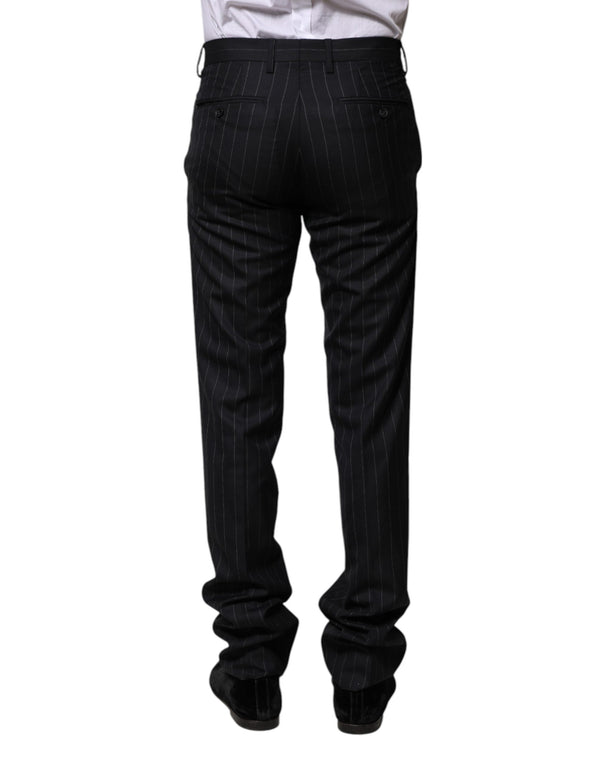 Dolce & Gabbana Black Wool Striped Formal Pants