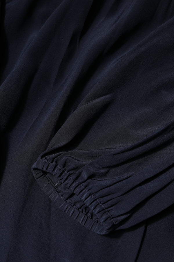 Dolce & Gabbana Blue Silk Mock Neck Long Sleeves Blouse Top