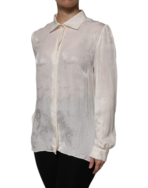 Dolce & Gabbana White Button Down Long Sleeves Blouse Top