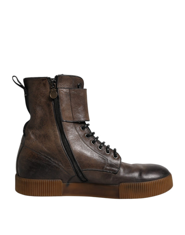 Dolce & Gabbana Brown Horse Leather Mid Calf Boots Shoes