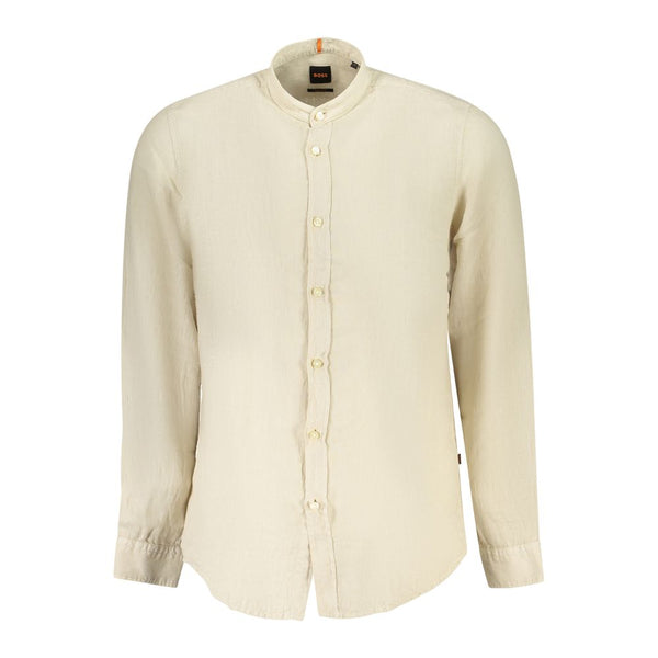 Hugo Boss Beige Linen Men Shirt