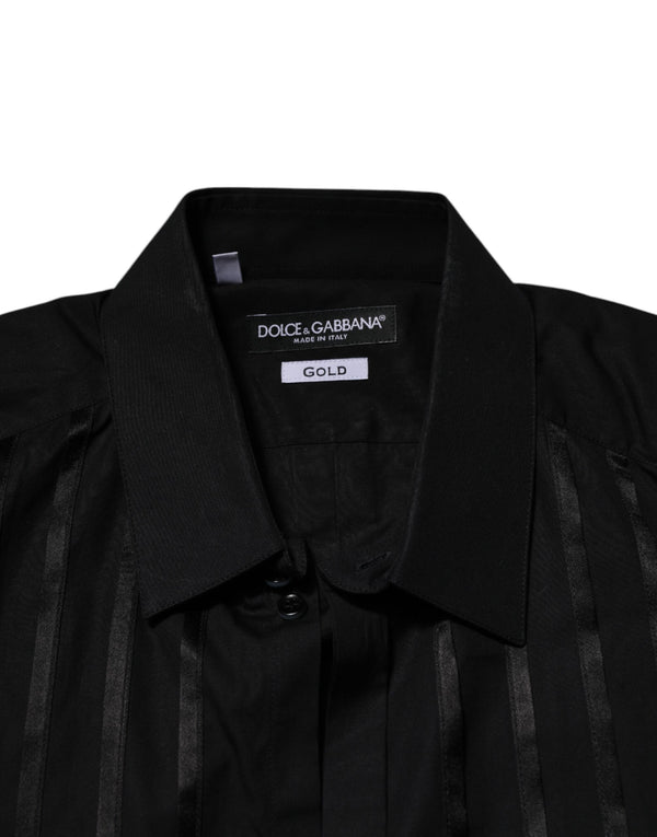 Dolce & Gabbana Black GOLD Long Sleeves Men Formal Dress Shirt