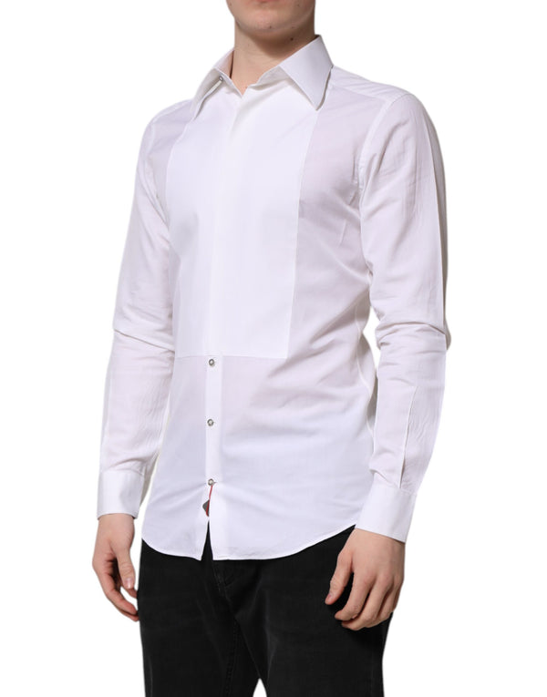 Dolce & Gabbana White Cotton GOLD Long Sleeves Dress Shirt