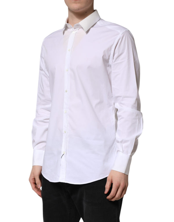 Dolce & Gabbana White Cotton GOLD Long Sleeves Dress Shirt