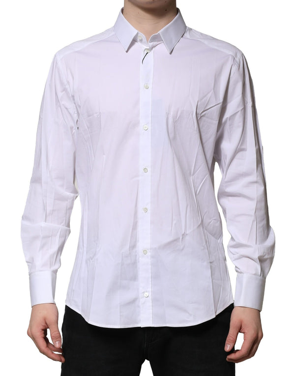 Dolce & Gabbana White Cotton GOLD Long Sleeves Dress Shirt