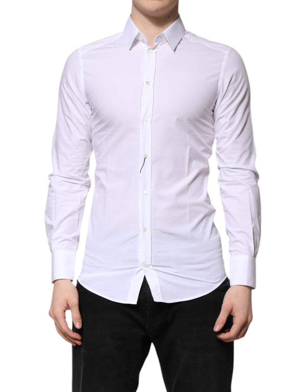 Dolce & Gabbana White Cotton GOLD Long Sleeves Dress Shirt