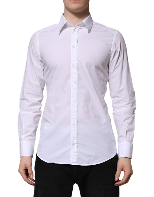 Dolce & Gabbana White Cotton GOLD Long Sleeves Dress Shirt