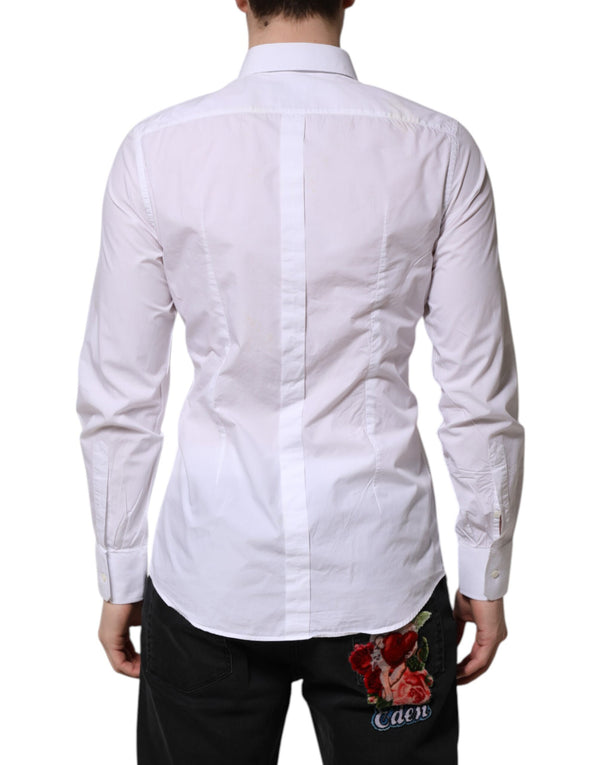 Dolce & Gabbana White Cotton GOLD Long Sleeves Dress Shirt