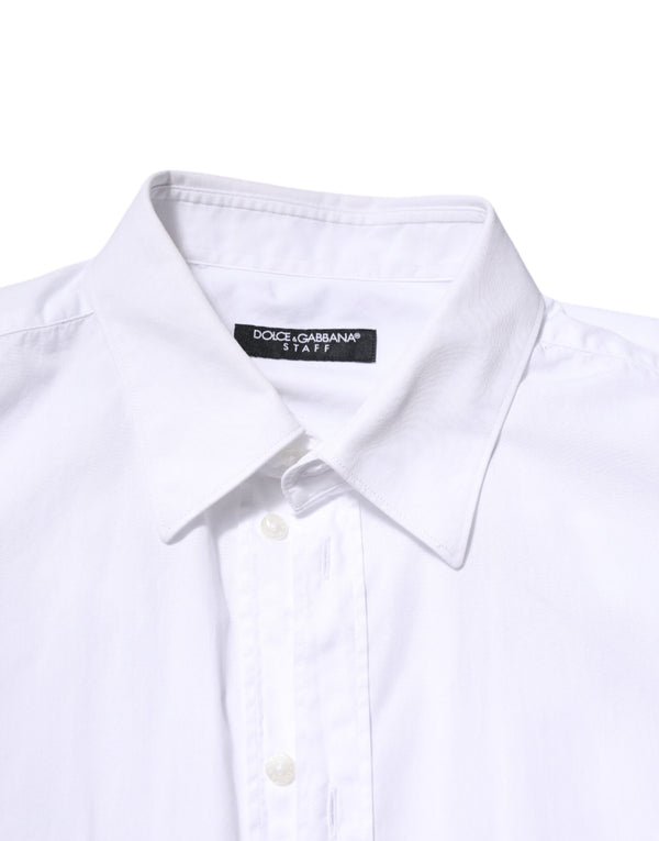 Dolce & Gabbana White Cotton STAFF Long Sleeves Dress Shirt