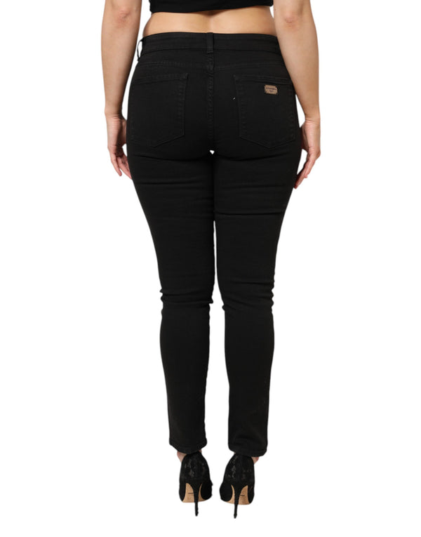 Dolce & Gabbana Black Cotton Mid Waist Denim Jeans