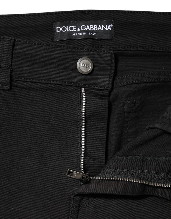 Dolce & Gabbana Black Cotton Mid Waist Denim Jeans