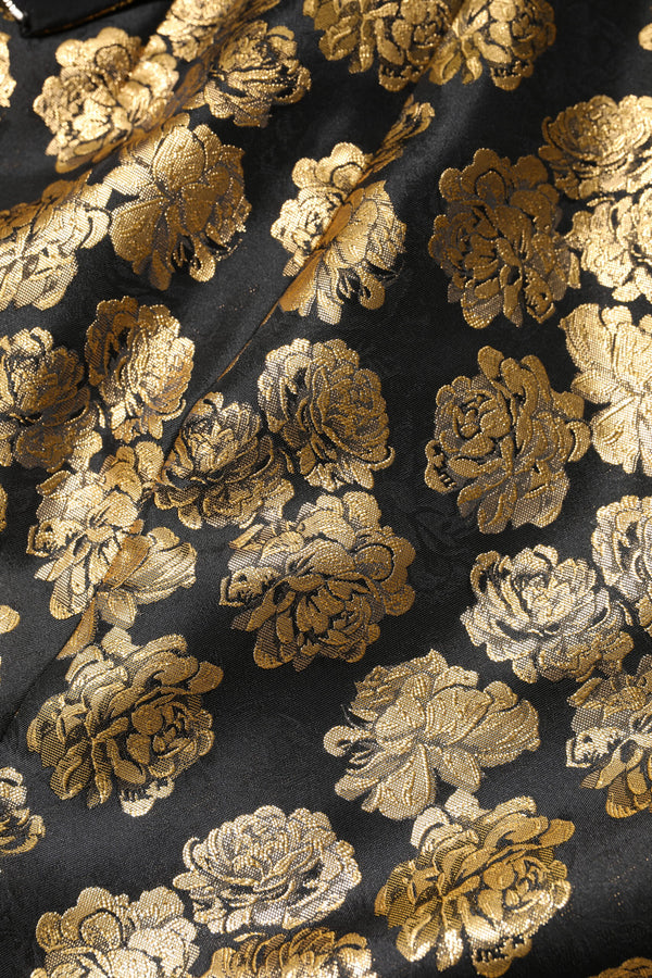 Dolce & Gabbana Black Gold Floral Print Jacquard Mini Skirt