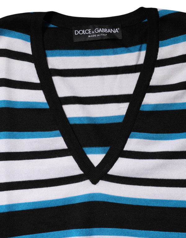 Dolce & Gabbana Multicolor Stripes Long Sleeves V-neck Top