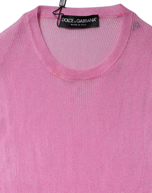 Dolce & Gabbana Pink Polyester Sleeveless Round Neck Tank Top