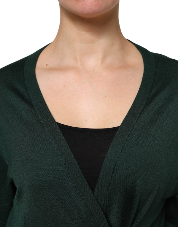 Dolce & Gabbana Dark Green Cashmere Silk Cardigan Sweater