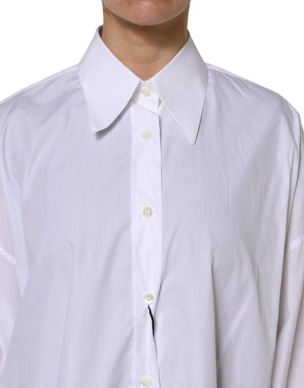 Dolce & Gabbana White Cotton Collared Shirt Long Sleeve Top