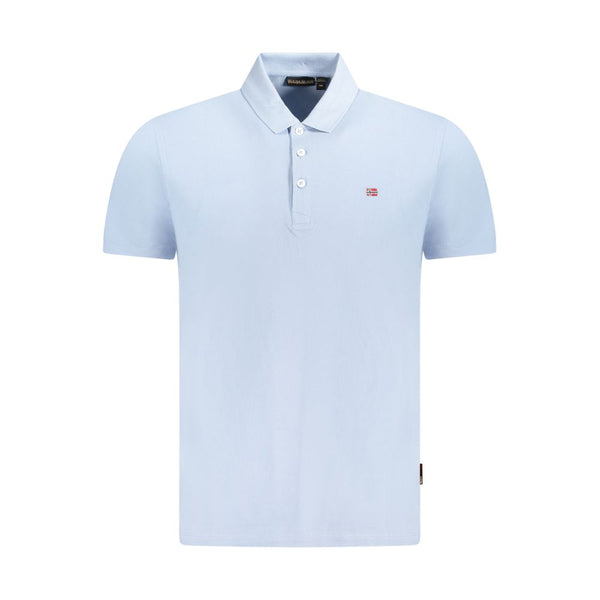 Napapijri Light Blue Cotton Men Polo Shirt