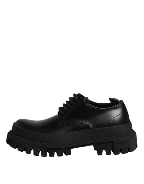 Dolce & Gabbana Black Leather Lace Up Derby Men Dress Shoes