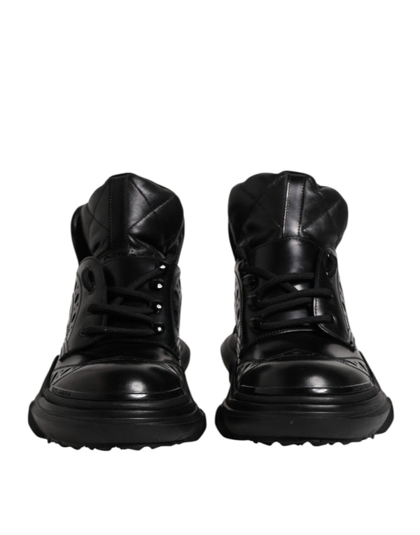 Dolce & Gabbana Black Leather Casual Mens Ankle Boots Shoes