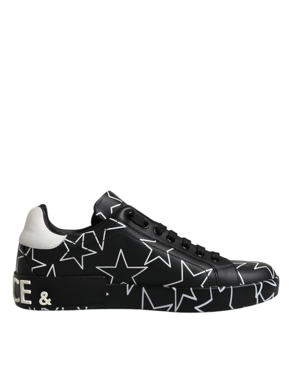 Dolce & Gabbana Black White Stars Low Top Men Sneakers Shoes