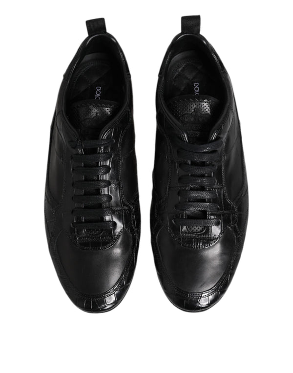 Dolce & Gabbana Black Exotic Leather Low Top Sneakers Shoes