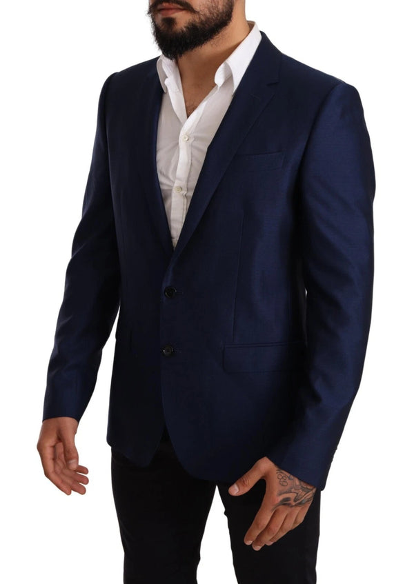 Dolce & Gabbana Blue MARTINI Wool Slim Fit Coat Blazer