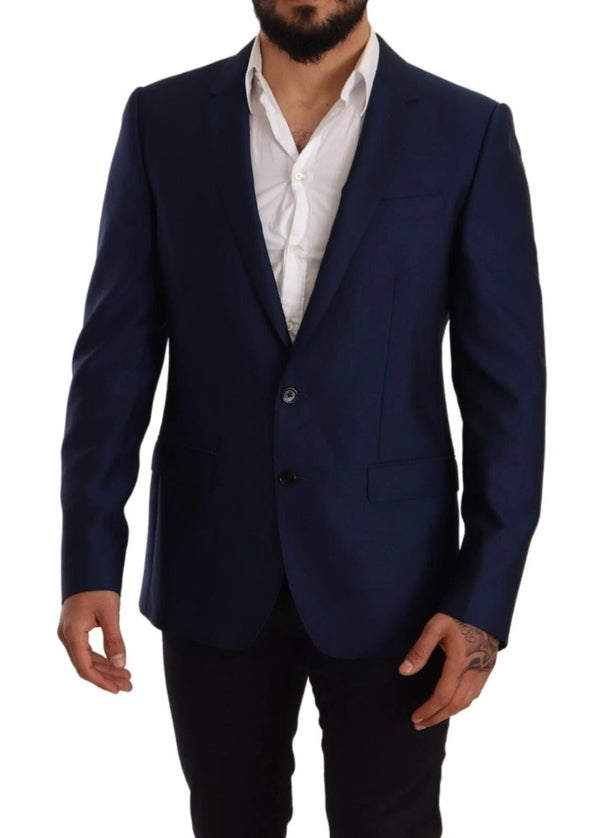 Dolce & Gabbana Blue MARTINI Wool Slim Fit Coat Blazer