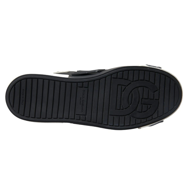 Dolce & Gabbana Black Leather Low Top Sneakers Portofino Shoes