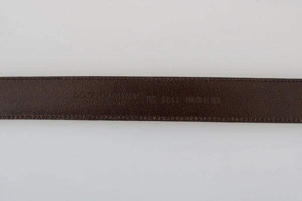 Dolce & Gabbana Blue Perforated Leather Gray Buckle Belt