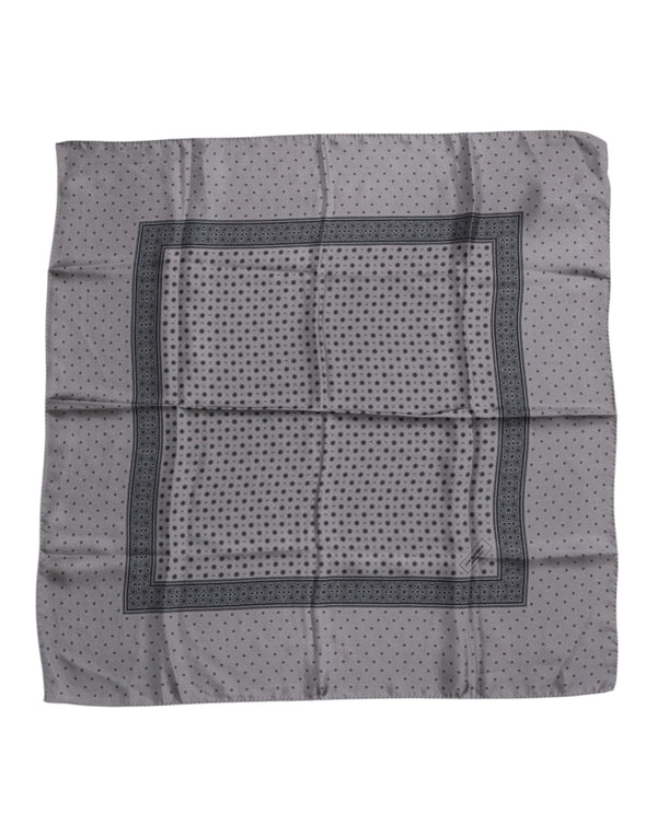 Dolce & Gabbana Gray Polka Dot Silk Square Men Foulard Scarf