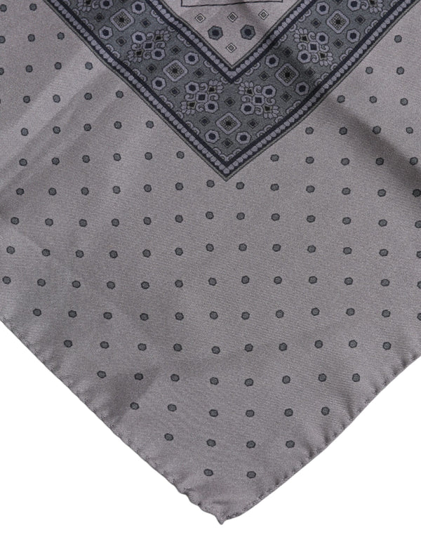 Dolce & Gabbana Gray Polka Dot Silk Square Men Foulard Scarf