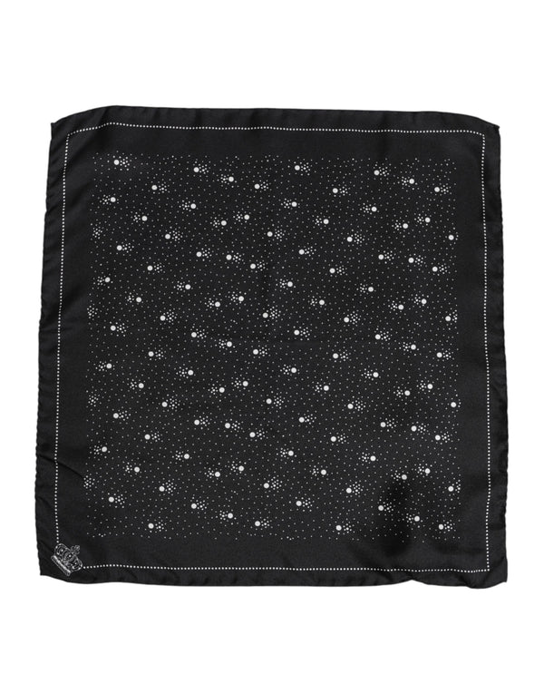 Dolce & Gabbana Black White Printed Square Men Foulard Scarf
