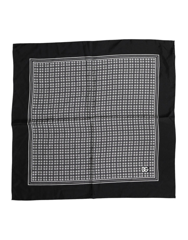 Dolce & Gabbana Black White Patterned Square Foulard Scarf