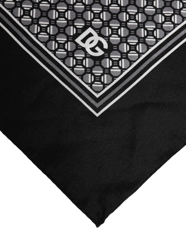 Dolce & Gabbana Black White Patterned Square Foulard Scarf