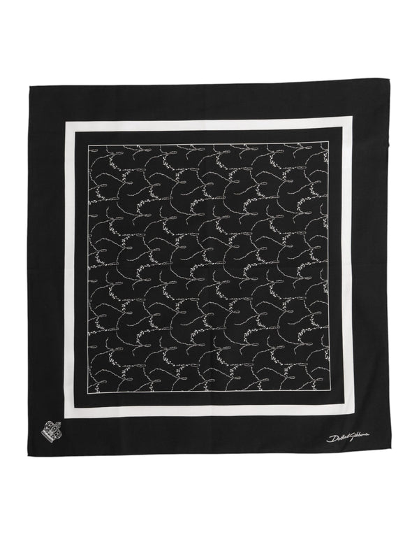 Dolce & Gabbana Black White Printed Square Foulard Scarf