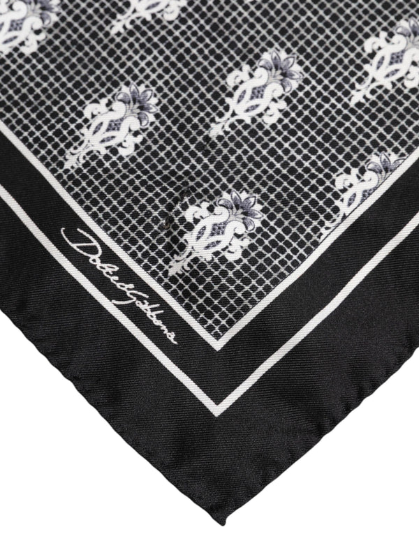 Dolce & Gabbana Black White Printed Square Foulard Scarf