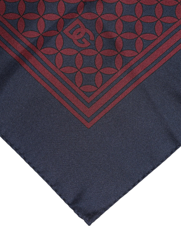 Dolce & Gabbana Red Blue Printed Silk Square Men Foulard Scarf