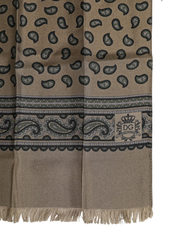Dolce & Gabbana Brown Printed Neck Warmer Men Foulard Scarf