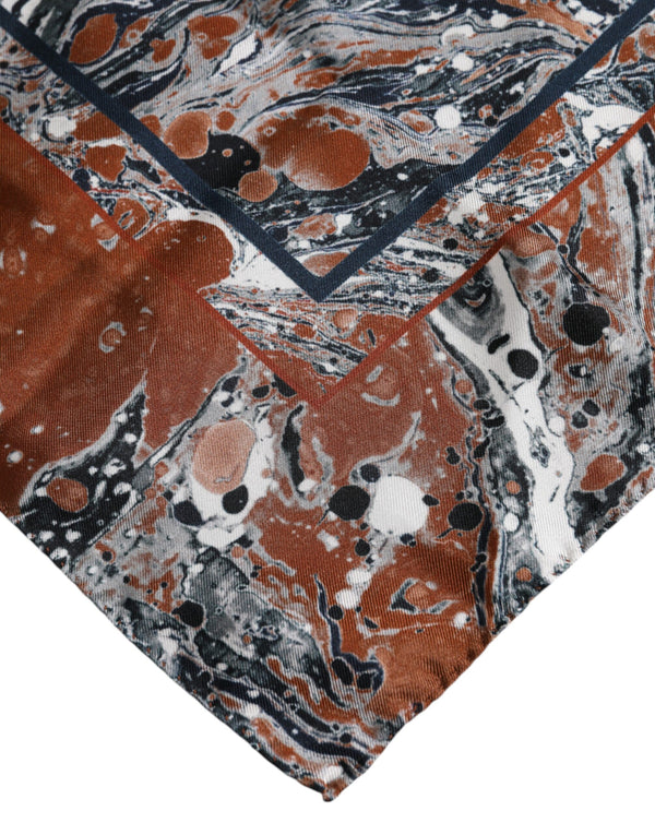 Dolce & Gabbana Multicolor Marble Silk Square Foulard Scarf