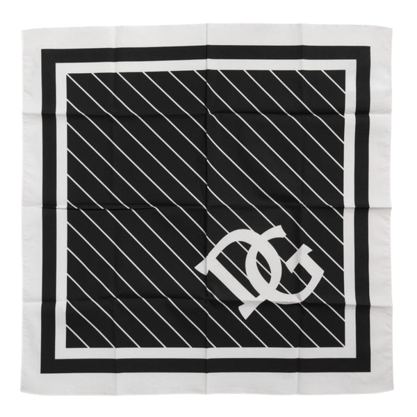 Dolce & Gabbana Black White DG Logo Square Men Foulard Scarf