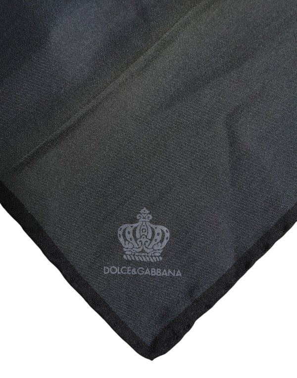 Dolce & Gabbana Blue DG Crown Silk Square Men Foulard Scarf
