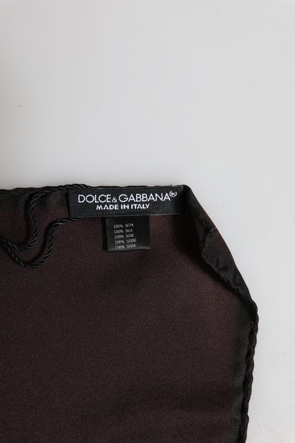 Dolce & Gabbana Brown DG Crown Silk Square Men Foulard Scarf