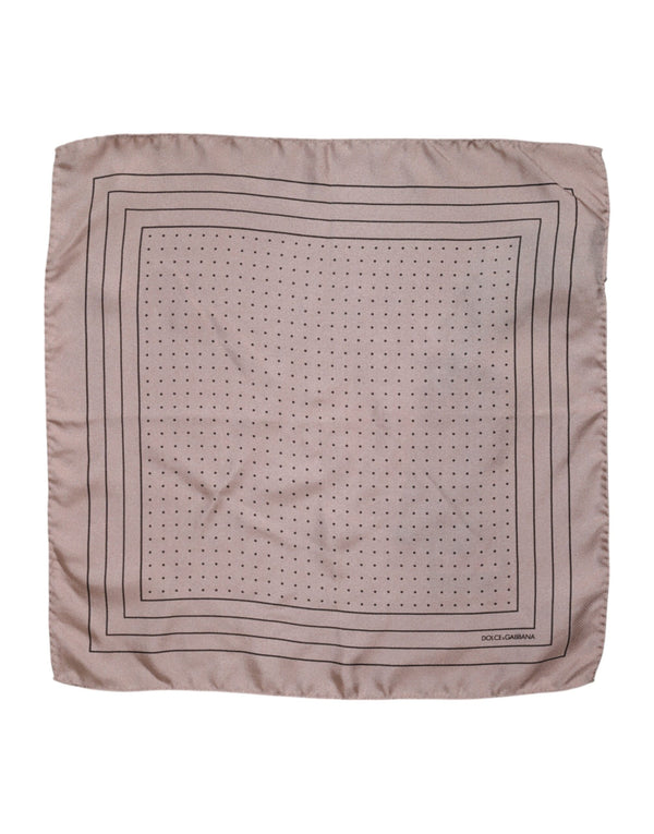 Dolce & Gabbana Beige Dotted Silk Square Men Foulard Scarf